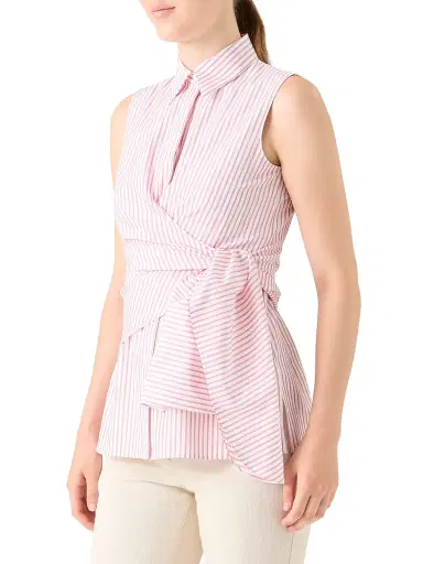 Akris punto Women's Striped Tie-Detail Cotton Poplin Top | Thumbnail 4