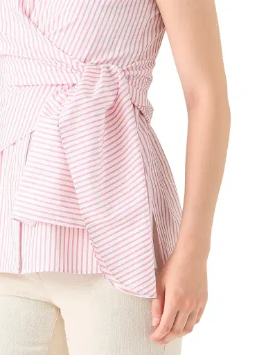 Akris punto Women's Striped Tie-Detail Cotton Poplin Top | Thumbnail 6