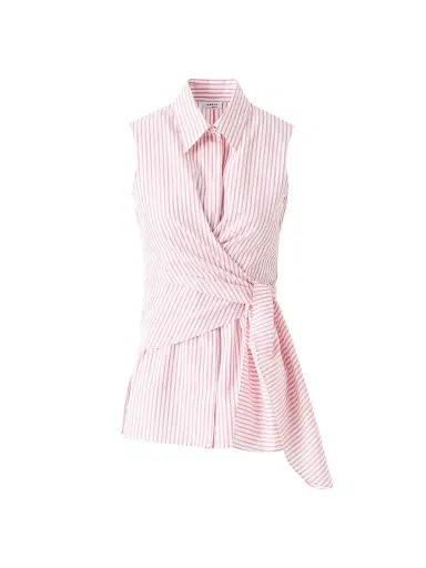 Akris punto Women's Striped Tie-Detail Cotton Poplin Top | Thumbnail 1