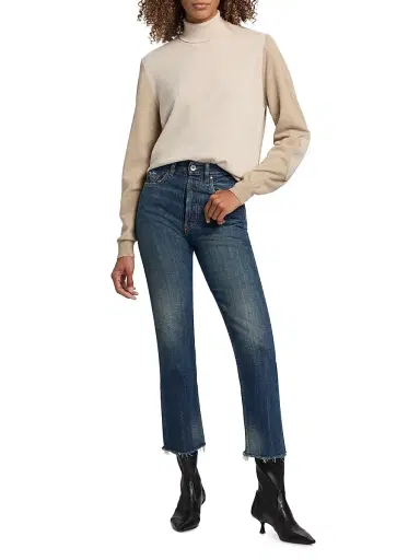 Maison Margiela Women's Frayed Hem Cotton Jeans | Thumbnail 2 Maison Margiela Women's Frayed Hem Cotton Jeans | Thumbnail 2