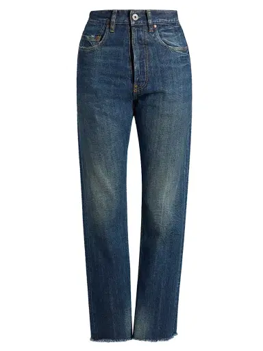 Maison Margiela Women's Frayed Hem Cotton Jeans | Thumbnail 1 Maison Margiela Women's Frayed Hem Cotton Jeans | Thumbnail 1