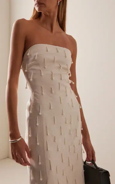 ANDRES OTALORA Exclusive Coquetas Embellished Linen Midi Dress | Thumbnail 3 ANDRES OTALORA Exclusive Coquetas Embellished Linen Midi Dress | Thumbnail 3