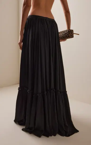 FRANÇOISE Jade Satin Maxi Skirt | Thumbnail 4