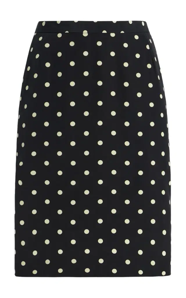 Poppy Polka-Dot Silk Midi Skirt
