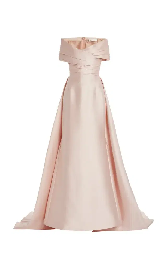Cotton-Shantung Draped Maxi Dress