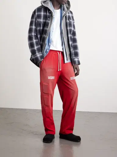 Satoshi Nakamoto Straight-Leg Padded Printed Mesh Sweatpants - Men | Thumbnail 2