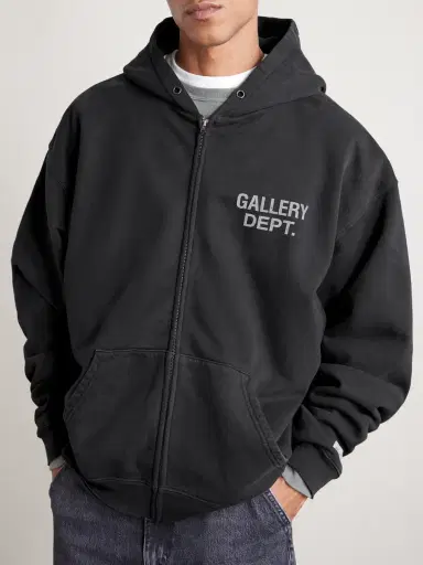 Gallery Dept. 90's Logo-Print Cotton-Jersey Zip-Up Hoodie - Men | Thumbnail 3 Gallery Dept. 90's Logo-Print Cotton-Jersey Zip-Up Hoodie - Men | Thumbnail 3