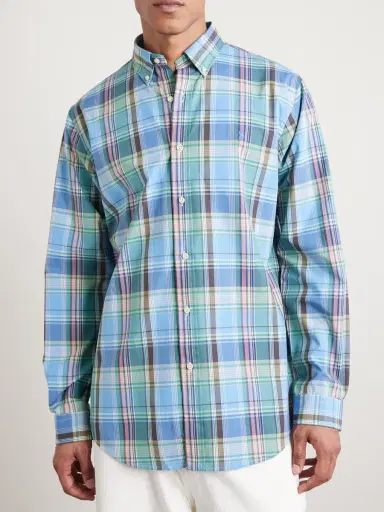 Polo Ralph Lauren Button-Down Collar Logo-Embroidered Checked Cotton Shirt - Men | Thumbnail 3