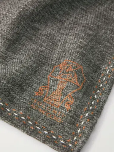 Brunello Cucinelli Logo-Print Silk Pocket Square - Men | Thumbnail 4 Brunello Cucinelli Logo-Print Silk Pocket Square - Men | Thumbnail 4
