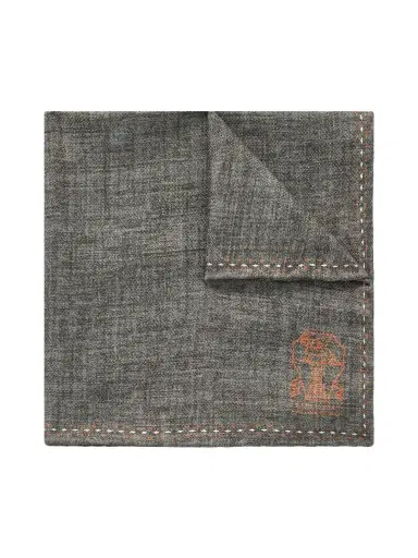 Brunello Cucinelli Logo-Print Silk Pocket Square - Men | Thumbnail 1 Brunello Cucinelli Logo-Print Silk Pocket Square - Men | Thumbnail 1