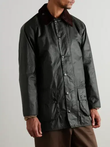 Barbour Beaufort Corduroy-Trimmed Waxed-Cotton Jacket - Men | Thumbnail 3