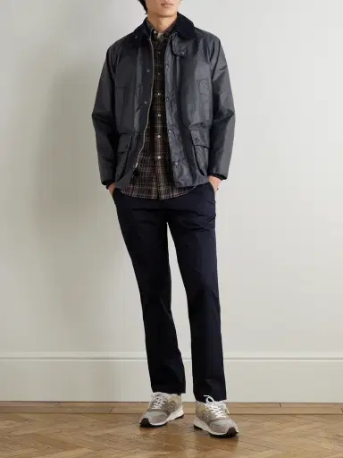 Barbour Bedale Corduroy-Trimmed Waxed-Cotton Jacket - Men | Thumbnail 2