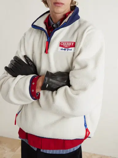 Cherry Los Angeles Logo-Appliquéd Fleece Half-Zip Sweatshirt - Men | Thumbnail 3