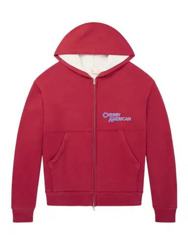 Cherry Los Angeles Logo-Print Cotton-Jersey Zip-Up Hoodie - Men | Thumbnail 1 Cherry Los Angeles Logo-Print Cotton-Jersey Zip-Up Hoodie - Men | Thumbnail 1