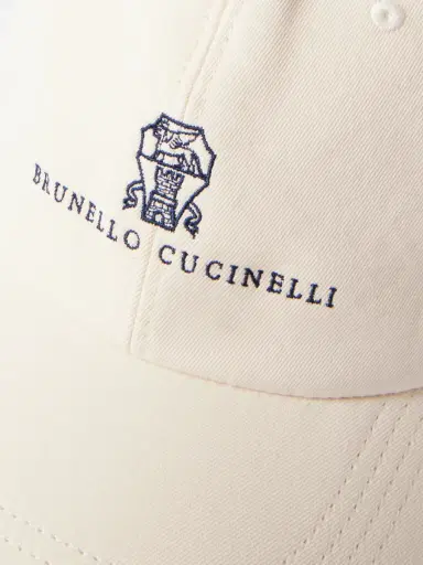 Brunello Cucinelli Logo-Embroidered Leather-Trimmed Cotton-Twill Baseball Cap - Men | Thumbnail 4