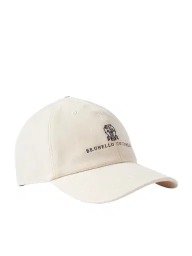 Brunello Cucinelli Logo-Embroidered Leather-Trimmed Cotton-Twill Baseball Cap - Men | Thumbnail 1
