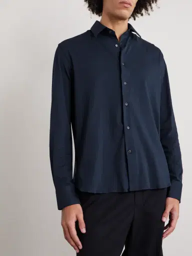 Canali Travel Slim-Fit Cutaway-Collar Stretch-Cotton Jersey Shirt - Men | Thumbnail 3