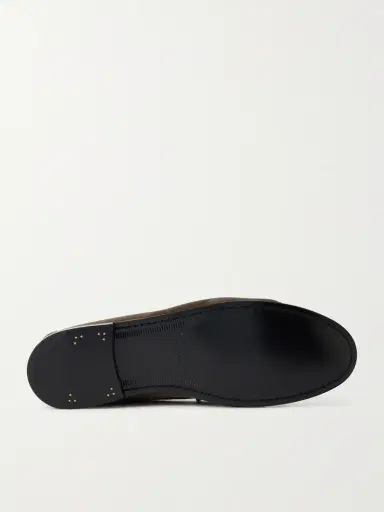 Saint Laurent Le Loafer Monogram Logo-Appliquéd Suede Penny Loafers - Men | Thumbnail 3