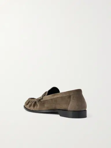 Saint Laurent Le Loafer Monogram Logo-Appliquéd Suede Penny Loafers - Men | Thumbnail 4