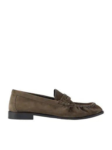 Saint Laurent Le Loafer Monogram Logo-Appliquéd Suede Penny Loafers - Men | Thumbnail 1