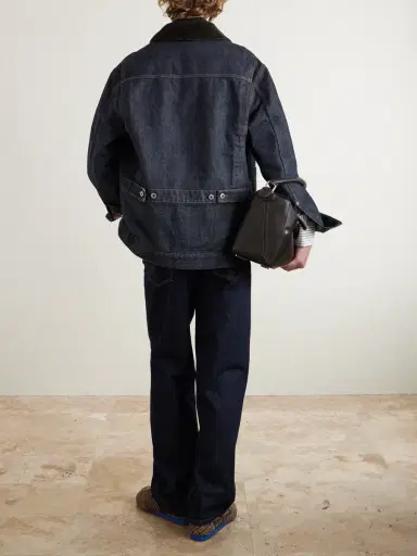 Loewe Logo-Appliquéd Corduroy-Trimmed Denim Barn Jacket - Men | Thumbnail 3