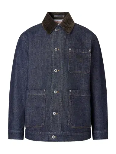 Loewe Logo-Appliquéd Corduroy-Trimmed Denim Barn Jacket - Men | Thumbnail 1