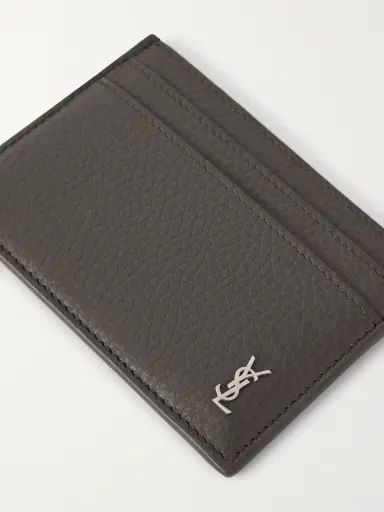 Saint Laurent Tiny Cassandre Logo-Appliquéd Full-Grain Leather Cardholder - Men | Thumbnail 3 Saint Laurent Tiny Cassandre Logo-Appliquéd Full-Grain Leather Cardholder - Men | Thumbnail 3