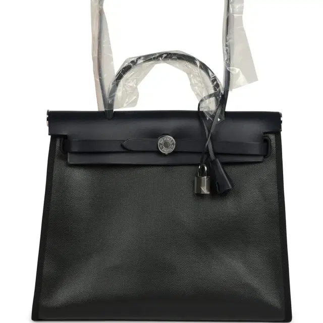 hermes Hermes Herbag Zip PM 31 Black Toile H Berline and Bleu Indigo Hunter Palladium Hardware