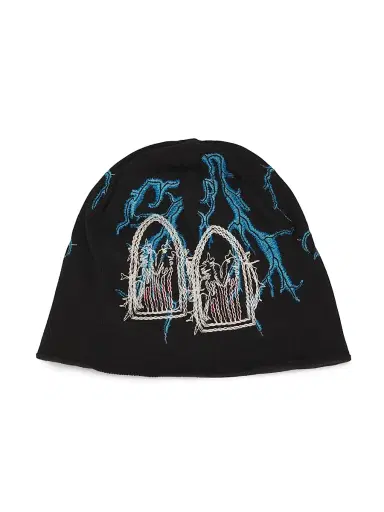 WHO DECIDES WAR Men's Engine Embroidered Cotton Beanie - Coal Multi | Thumbnail 1