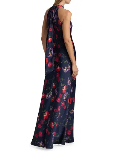SACHIN & BABI Women's Laurant Floral Satin-Crepe Halterneck Gown - Midnight Jardin | Thumbnail 5