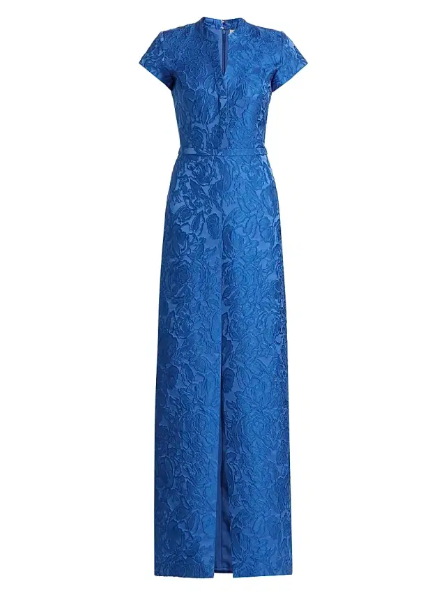 SACHIN BABI Women's Lynn Floral Jacquard V-Neck Gown - Moonbeam