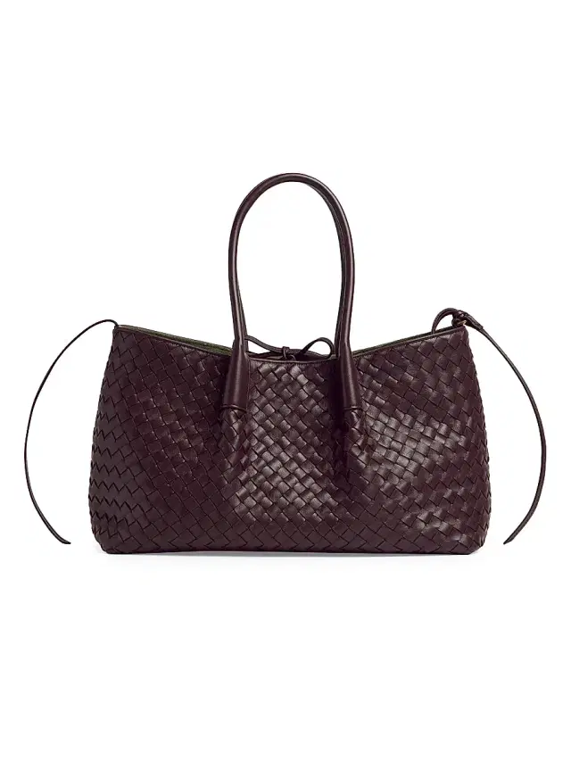 Bottega Veneta Women's  Pinacoteca Reversible Intreciatto Leather Tote Bag - Dark Barolo