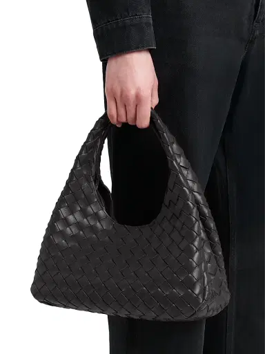 Bottega Veneta Women's Small Campana Intrecciato Leather Shoulder Bag - Fondant Brass | Thumbnail 3