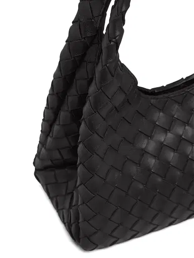 Bottega Veneta Women's Small Campana Intrecciato Leather Shoulder Bag - Fondant Brass | Thumbnail 5