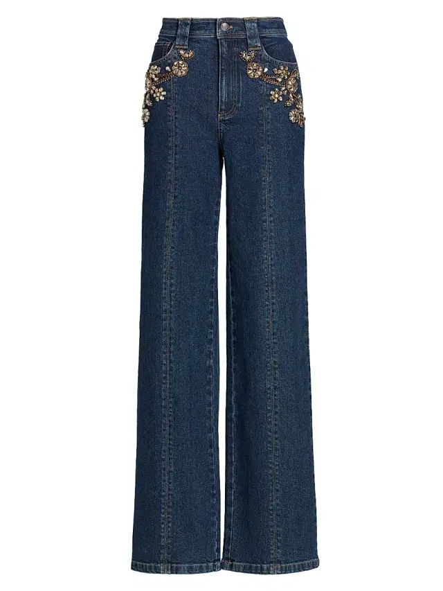 Women's Cami Crystal Ivy-Embellished High-Rise Straight-Leg Jeans - Fontaine Multi Women's Cami Crystal Ivy-Embellished High-Rise Straight-Leg Jeans - Fontaine Multi