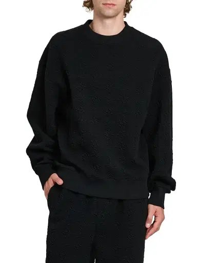 AMIRI Men's Ma Quad Jacquard Oversized Crewneck Sweatshirt - Black - Size XXL | Thumbnail 3