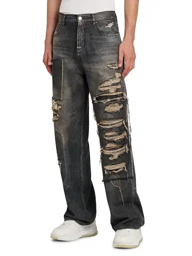 Amiri Men's Repaired Mid-Rise Straight-Leg Carpenter Jeans - Crafted Black | Thumbnail 4 Amiri Men's Repaired Mid-Rise Straight-Leg Carpenter Jeans - Crafted Black | Thumbnail 4