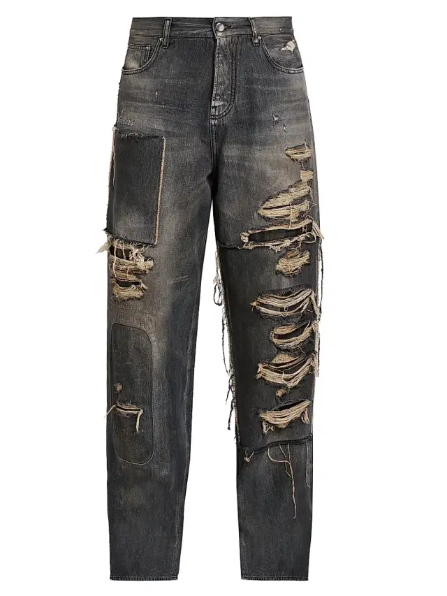 Amiri Men's Repaired Mid-Rise Straight-Leg Carpenter Jeans - Crafted Black