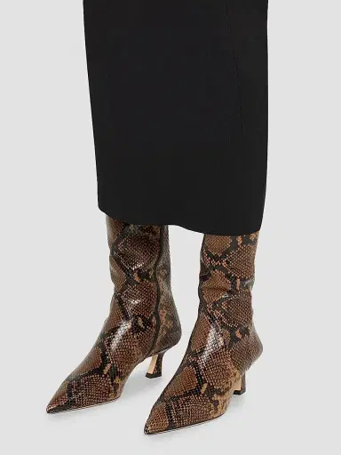 Stuart Weitzman Women's Vinnie 50MM Snake-Embossed Leather Knee-High Boots - Espresso - Size 8.5 | Thumbnail 3