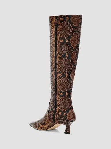 Stuart Weitzman Women's Vinnie 50MM Snake-Embossed Leather Knee-High Boots - Espresso - Size 8.5 | Thumbnail 4
