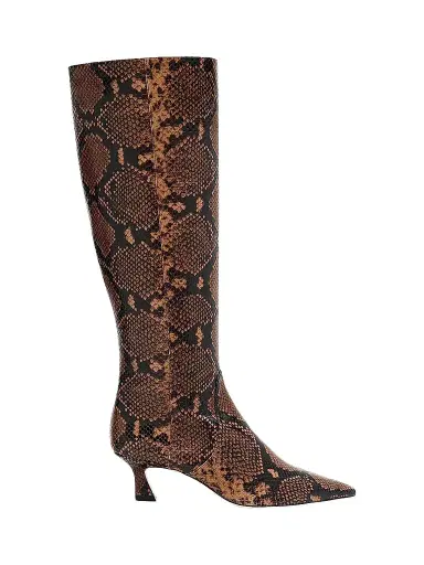 Stuart Weitzman Women's Vinnie 50MM Snake-Embossed Leather Knee-High Boots - Espresso - Size 8.5 | Thumbnail 1