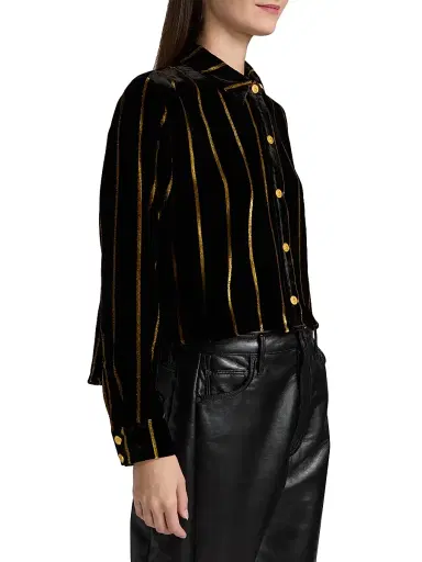 L'Agence Women's Cosette Metallic Stripe Crop Shirt | Thumbnail 4 L'Agence Women's Cosette Metallic Stripe Crop Shirt | Thumbnail 4