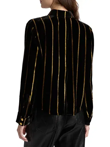 L'Agence Women's Cosette Metallic Stripe Crop Shirt | Thumbnail 5 L'Agence Women's Cosette Metallic Stripe Crop Shirt | Thumbnail 5