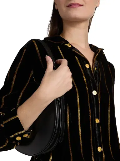 L'Agence Women's Cosette Metallic Stripe Crop Shirt | Thumbnail 6 L'Agence Women's Cosette Metallic Stripe Crop Shirt | Thumbnail 6