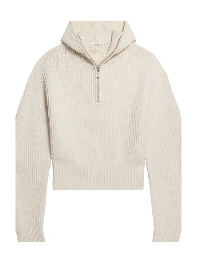 Women's Ribbed Wool-Blend Half-Zip Hoodie -
