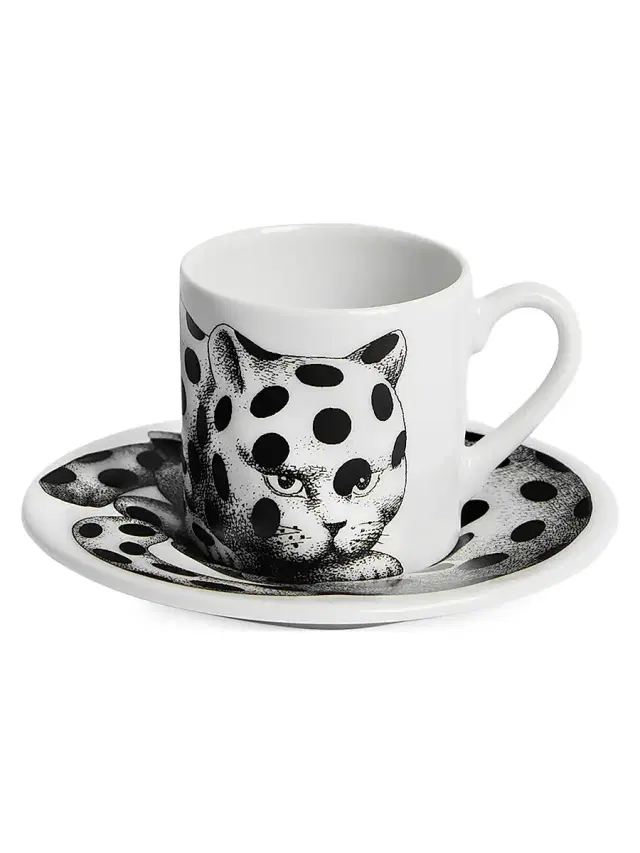 High Fidelity Polka Dot Coffee Mug & Saucer - Black White