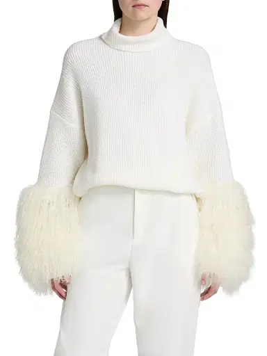 Lapointe Women's Yak Yarn-Cuff Merino Wool Turtleneck Sweater | Thumbnail 3 Lapointe Women's Yak Yarn-Cuff Merino Wool Turtleneck Sweater | Thumbnail 3