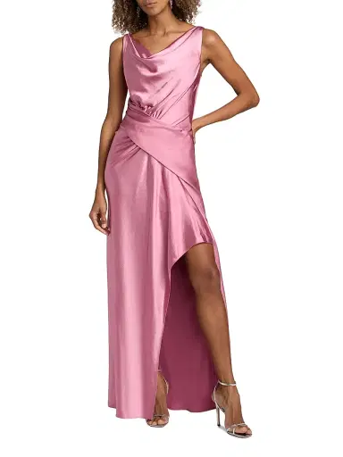 Amsale Women's Satin Draped Gown - Rose - Size 12 | Thumbnail 2 Amsale Women's Satin Draped Gown - Rose - Size 12 | Thumbnail 2