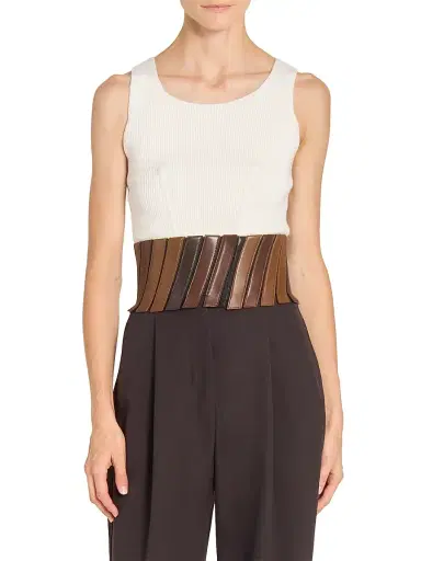 Alaïa Women's Rib-Knit Wool-Blend Corset Top - Blanc Naturel - Size 12 | Thumbnail 3 Alaïa Women's Rib-Knit Wool-Blend Corset Top - Blanc Naturel - Size 12 | Thumbnail 3