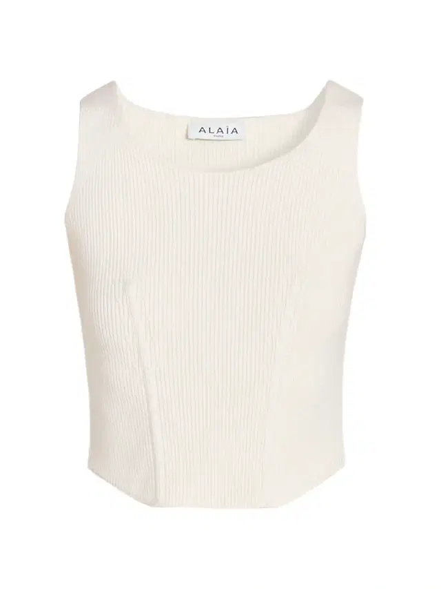 ALAIA Women's Rib-Knit Wool-Blend Corset Top - Blanc Naturel